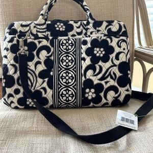 Vera Bradley Laptop Portfolio Night and Day Pattern in Black and White